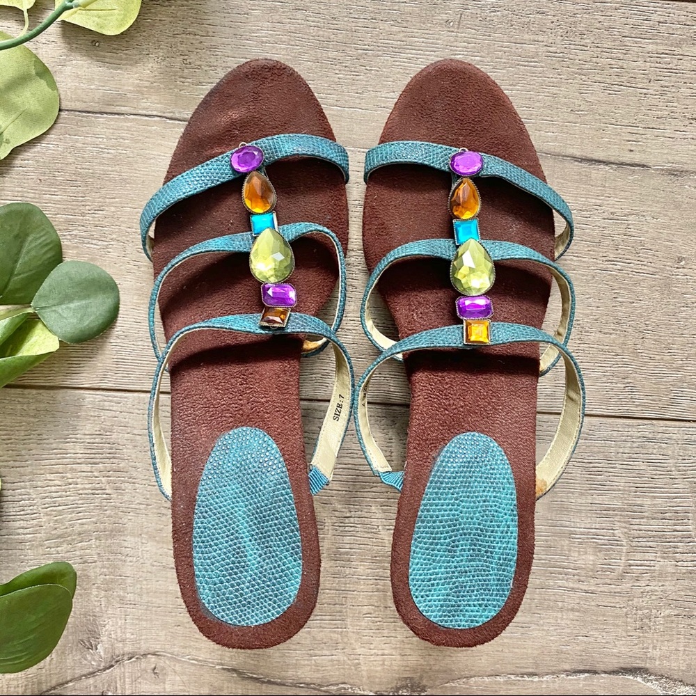 Jeweled Sandals 3 inch wedge heel Size 7